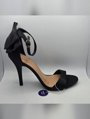 Apt. 9 Sherri Black Satin Ankle-Strap Stiletto Sandals with Bow